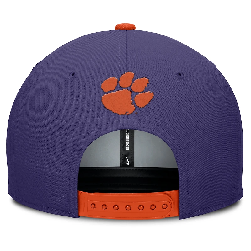 Casquette Nike violette/orange Clemson Tigers 2025 Sideline Campus Pro Local Snapback pour homme