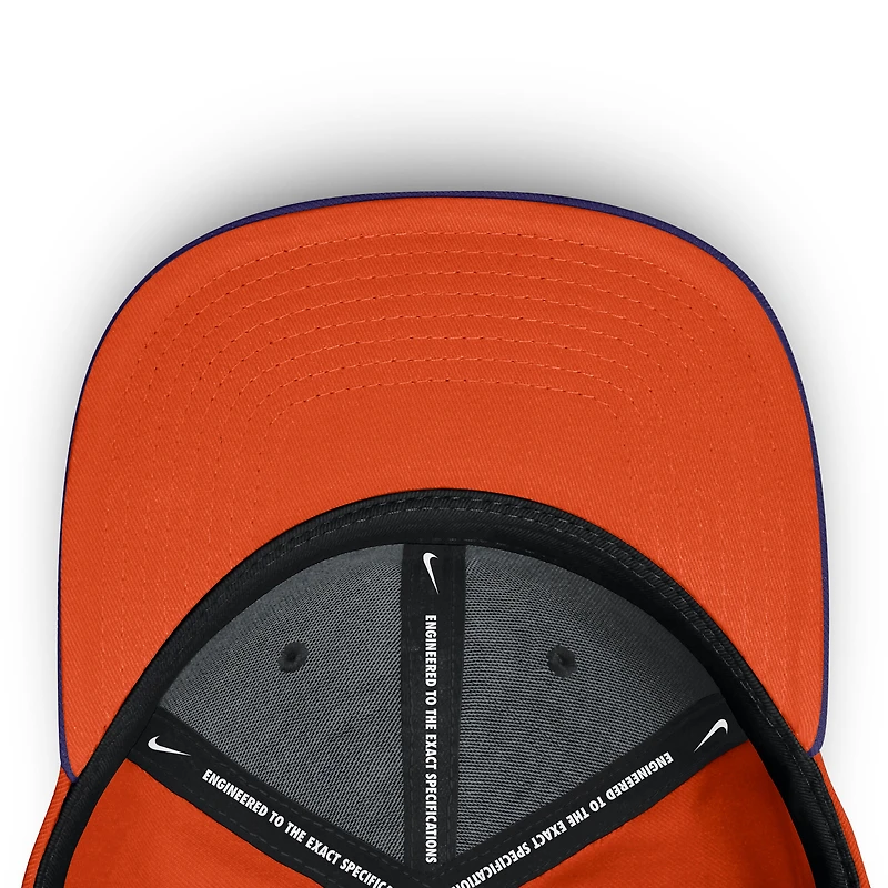 Casquette Nike Clemson Tigers 2025 Sideline Rise Local Performance Flex Violet/Orange pour homme