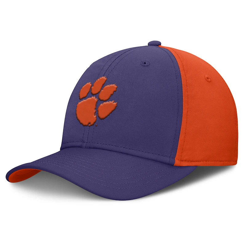 Casquette Nike Clemson Tigers 2025 Sideline Rise Local Performance Flex Violet/Orange pour homme