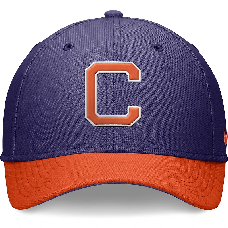Casquette Nike Clemson Tigers Rise Swoosh Flex violet/orange pour homme