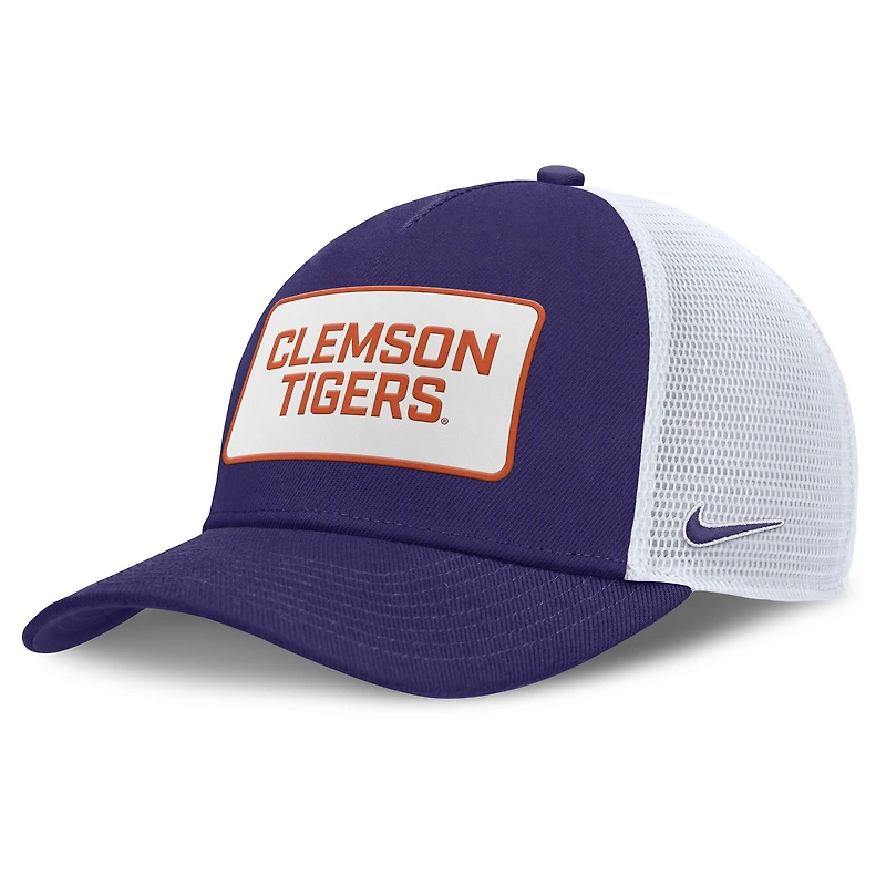 Casquette ajustable Nike pour homme, violet/blanc, Clemson Tigers 2025 On-Field Rise Patch Trucker