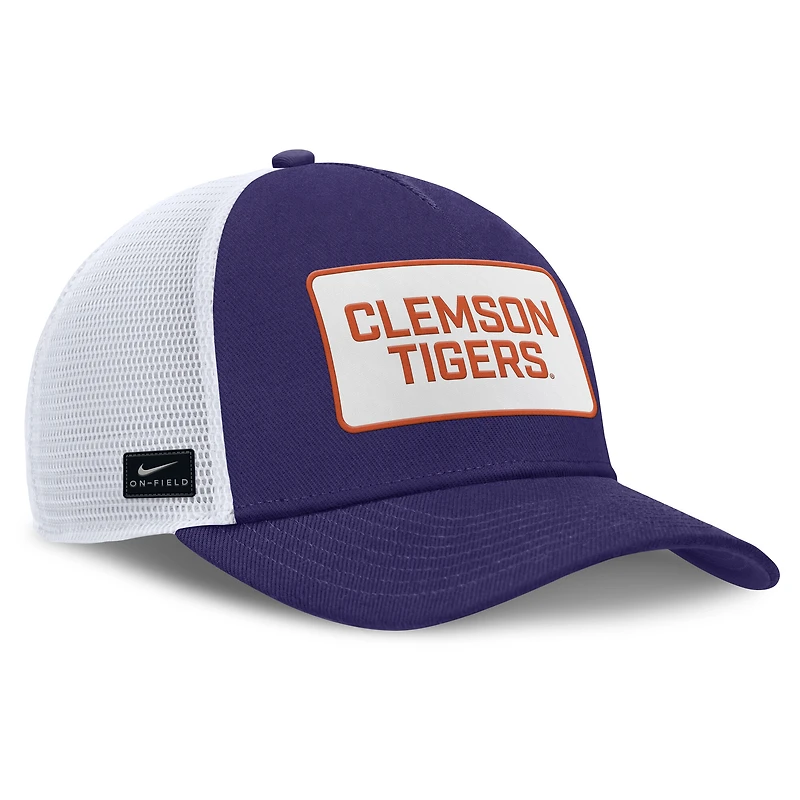 Men's Nike Purple/White Clemson Tigers 2025 On-Field Rise Patch Trucker Adjustable Hat
