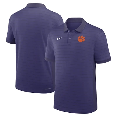 Polo Nike violet Dri-FIT pour homme, coupe début de saison 2025, avec rayures Victory Sideline des Clemson Tigers