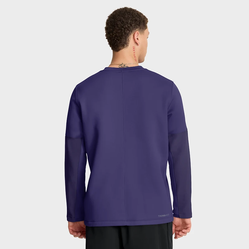 Men's Nike Purple Clemson Tigers 2025 Sideline Coach Therma-FIT Long Sleeve T-Shirt