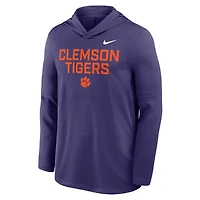 T-shirt à capuche et manches longues Nike violet Clemson Tigers 2025 Sideline Dri-FIT pour homme
