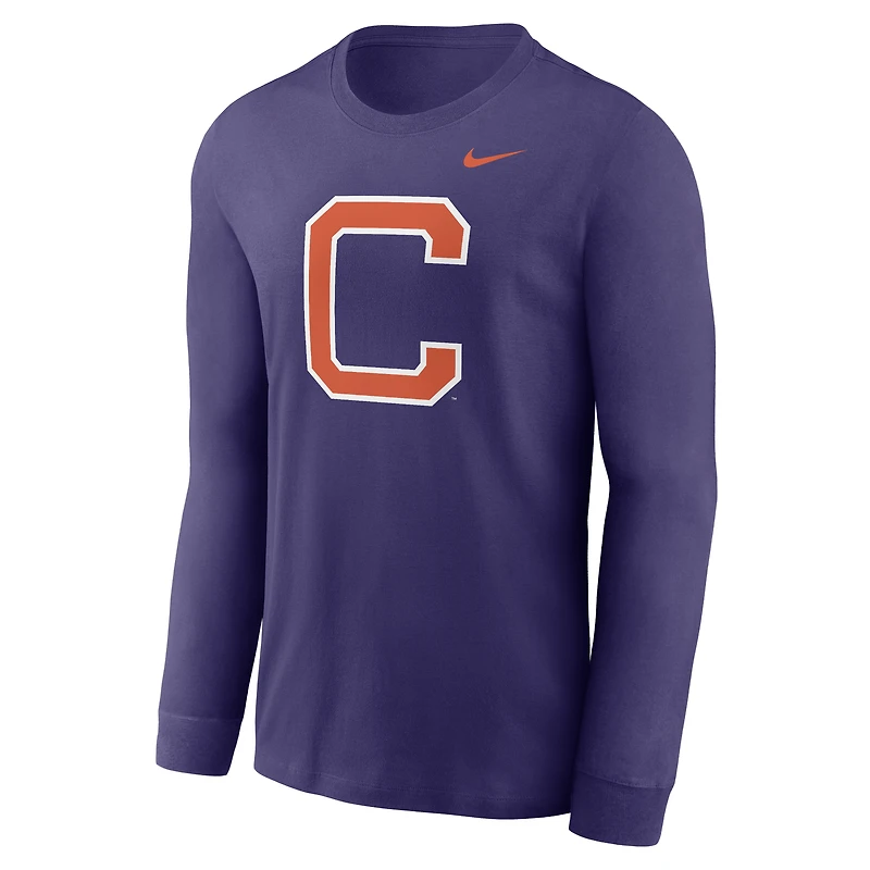 T-shirt à manches longues Nike violet pour homme avec logo alternatif des Clemson Tigers