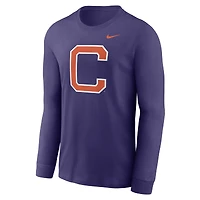 T-shirt à manches longues Nike violet pour homme avec logo alternatif des Clemson Tigers
