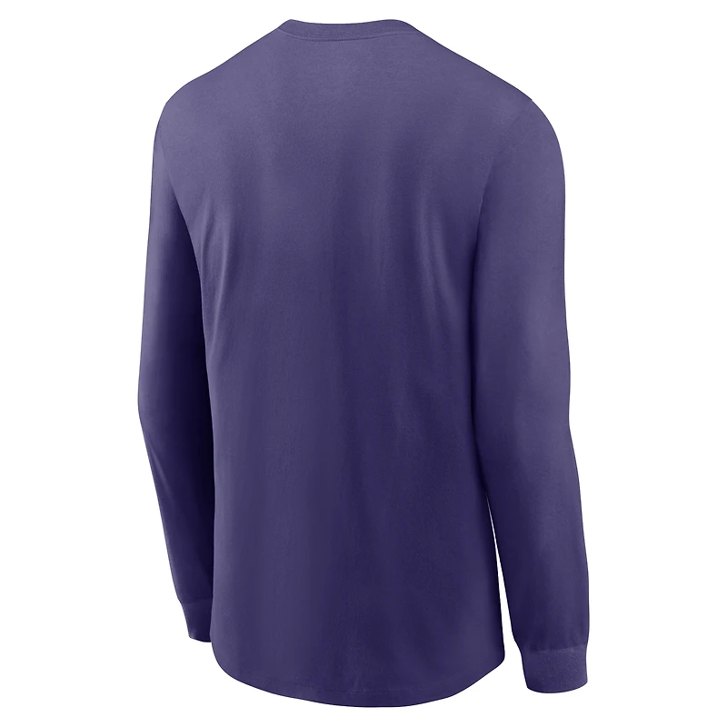 T-shirt à manches longues Nike violet pour homme avec logo alternatif des Clemson Tigers