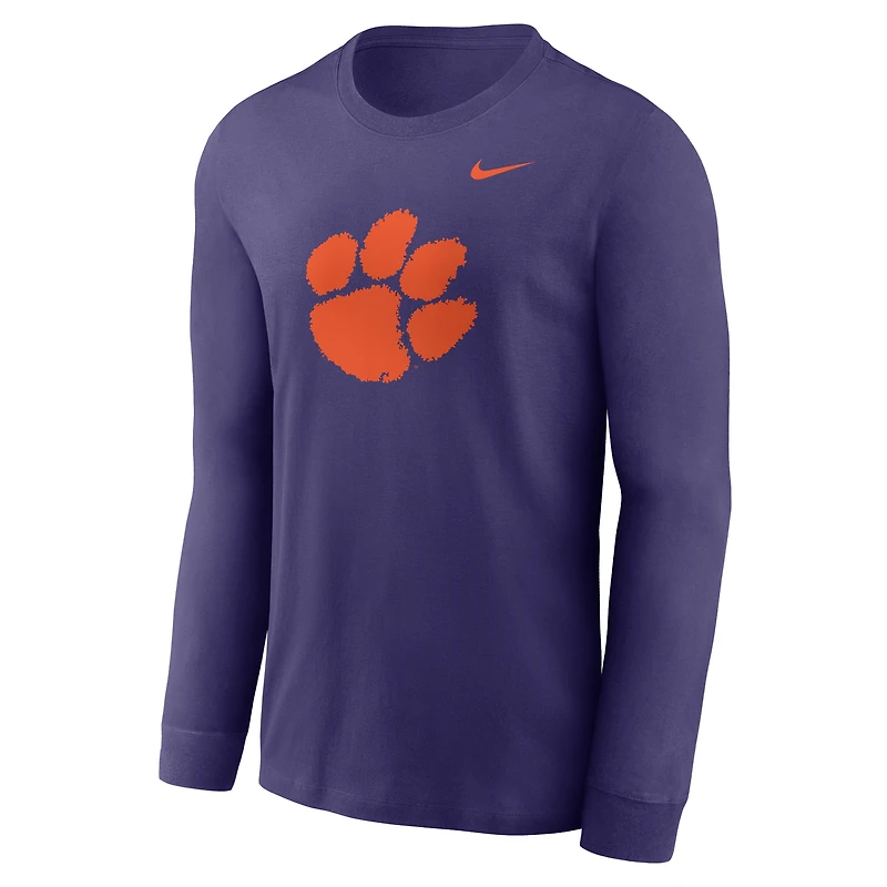 Men's Nike Purple Clemson Tigers Primary Logo Long Sleeve T-Shirt
