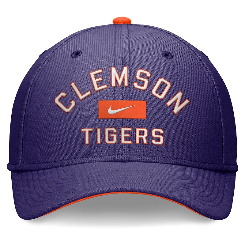 Casquette Nike Primetime Rise Swoosh Flex violette pour homme des Clemson Tigers