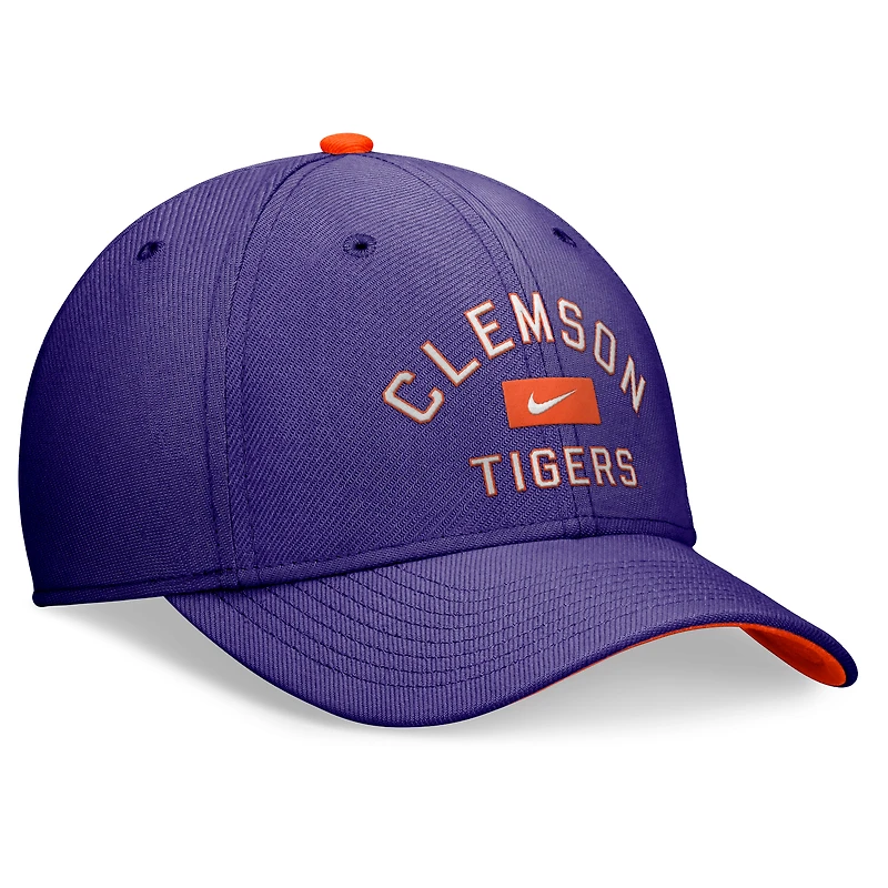 Casquette Nike Primetime Rise Swoosh Flex violette pour homme des Clemson Tigers