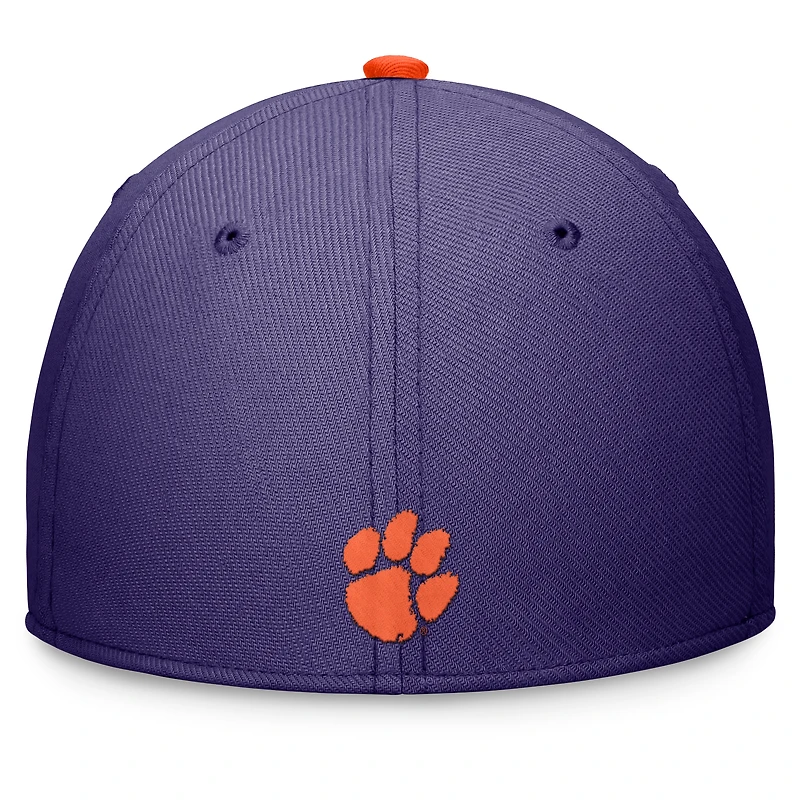 Casquette Nike Primetime Rise Swoosh Flex violette pour homme des Clemson Tigers