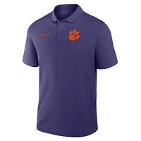 Polo Nike violet Clemson Tigers Primetime Victory Primary Logo Performance pour homme