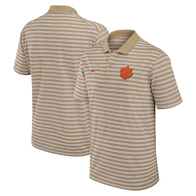 Men's Nike Tan Clemson Tigers Athletic Prep Striped Performance Polo