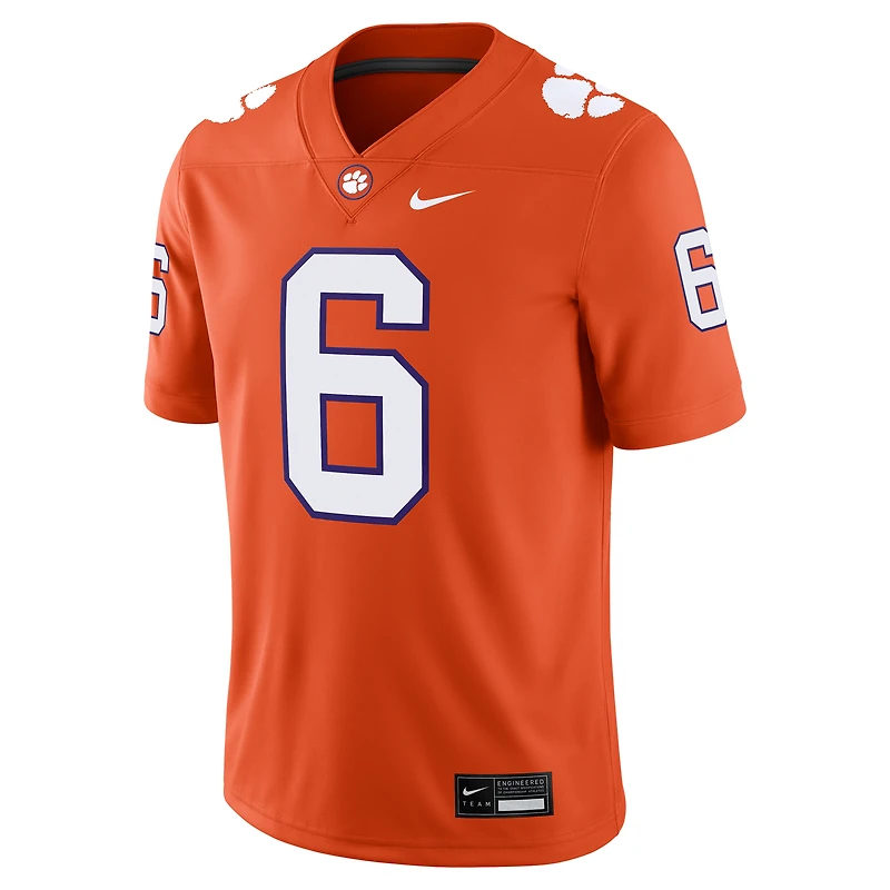 Men's Nike Tyler Brown Orange Clemson Tigers NIL Football Game Jersey