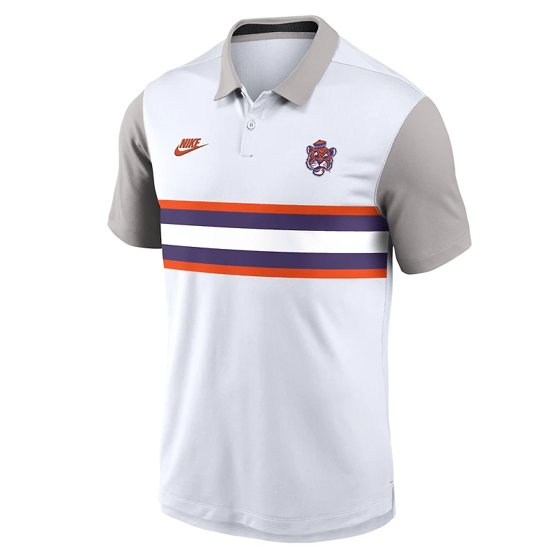Men's Nike White/Gray Clemson Tigers Athletic Prep Legacy Logo Vapor Dri-FIT Polo