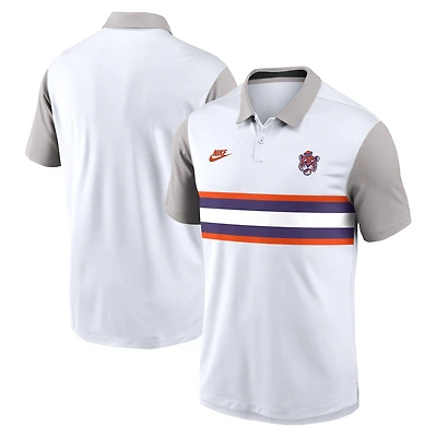 Polo Nike blanc/gris pour homme Clemson Tigers Athletic Prep Legacy Logo Vapor Dri-FIT