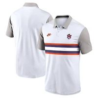 Polo Nike blanc/gris pour homme Clemson Tigers Athletic Prep Legacy Logo Vapor Dri-FIT