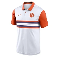 Polo Nike blanc/orange Clemson Tigers Primetime Campus Pattern Vapor Dri-FIT pour homme
