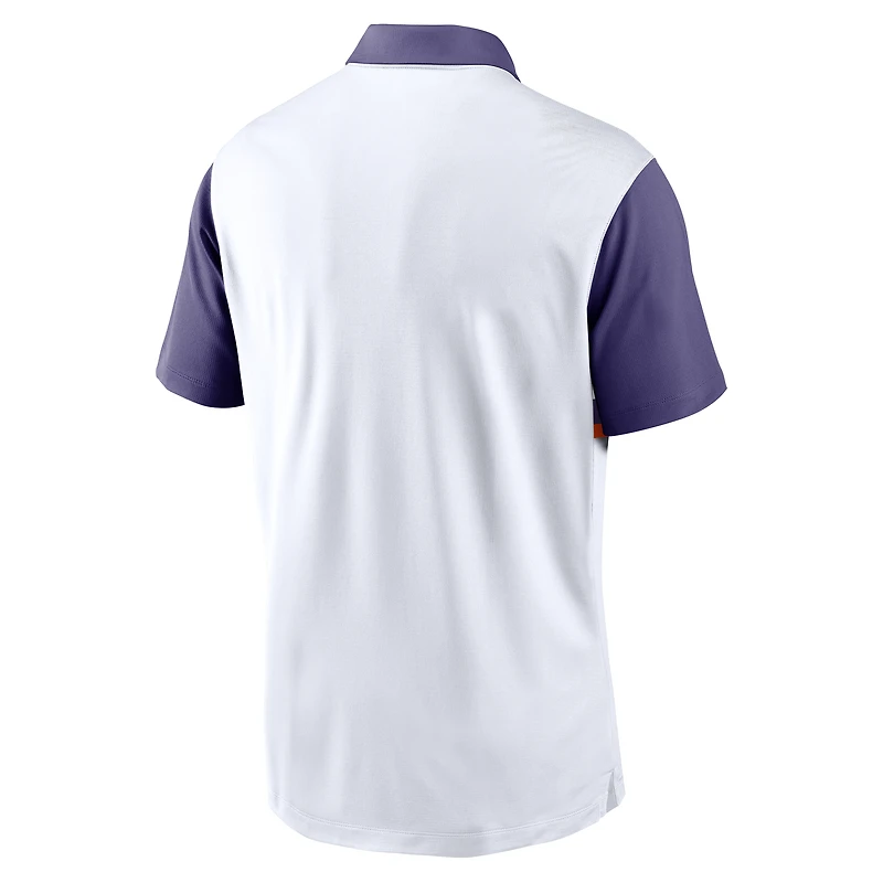 Men's Nike White/Purple Clemson Tigers Athletic Prep Alt Logo Vapor Dri-FIT Polo