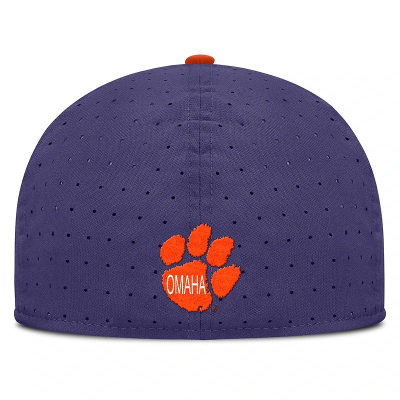 Men's Nike White/Purple Clemson Tigers On-Field Dugout True Performance Fitted Hat