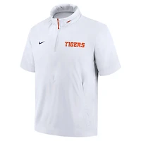 Veste à capuche manches courtes et demi-zip Nike White Clemson Tigers 2024 Sideline Coach pour homme