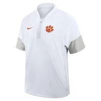 Men's Nike White Clemson Tigers 2025 Sideline Short Sleeve Quarter-Zip Dri-FIT Coach Jacket