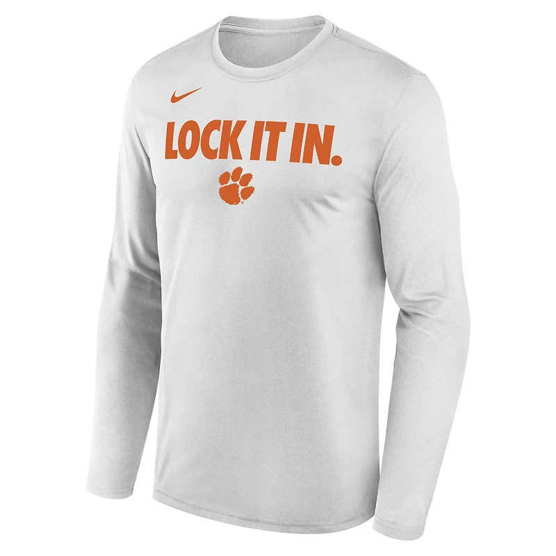 Men's Nike  White Clemson Tigers 2026 On-Court Bench Long Sleeve T-Shirt