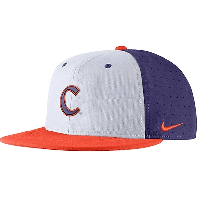 Casquette ajustée Nike Clemson Tigers Aero True Baseball Performance pour homme - Blanc