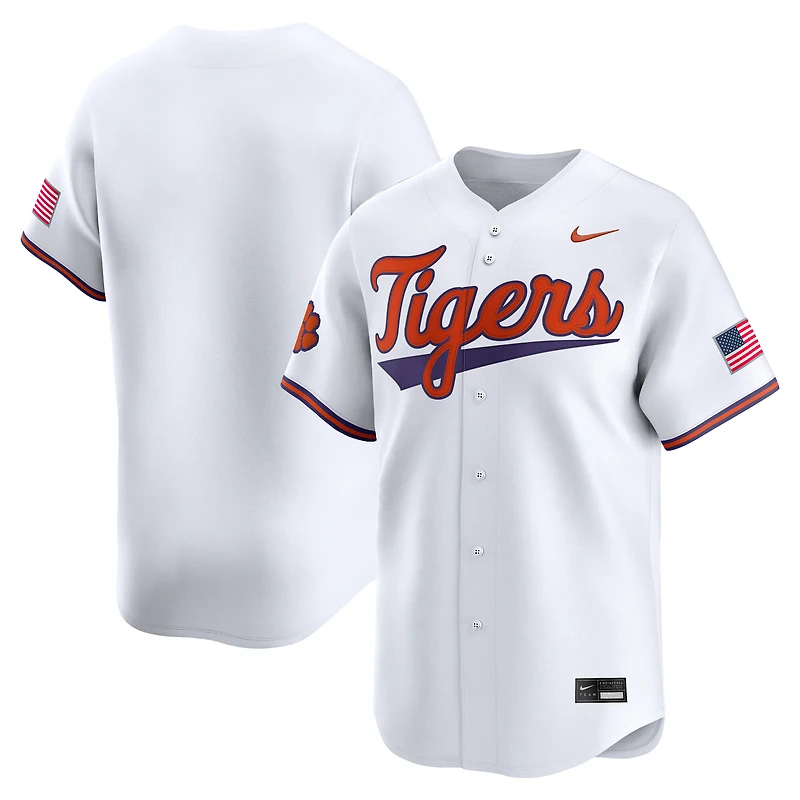 Maillot de baseball Nike Clemson Tigers College Limited pour homme, blanc