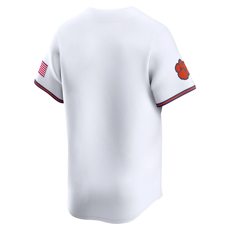 Maillot de baseball Nike Clemson Tigers College Limited pour homme, blanc