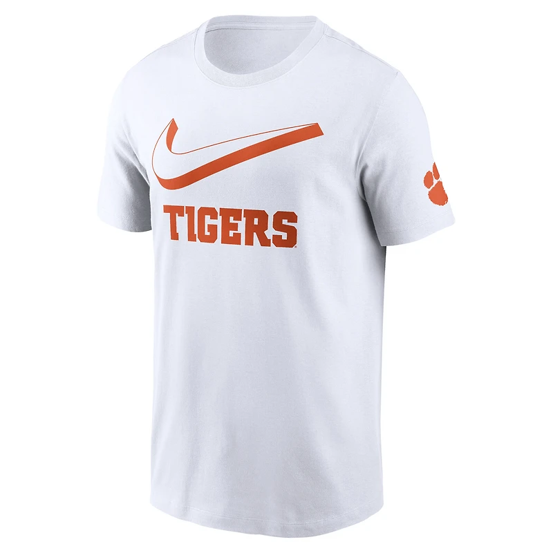 Men's Nike White Clemson Tigers Primetime 2-Hit Swoosh T-Shirt