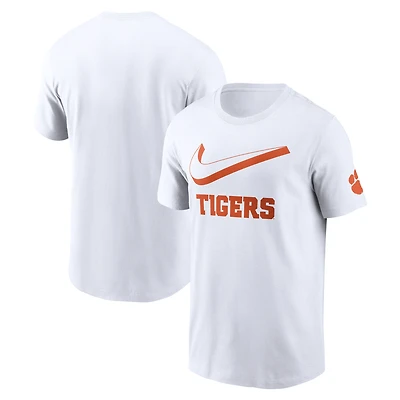 T-shirt Nike blanc Clemson Tigers Primetime 2-Hit Swoosh pour homme