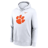 Sweat à capuche en polaire Nike Clemson Tigers Primetime Club pour homme, blanc