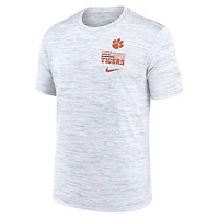 T-shirt Nike Velocity Stacked Performance blanc pour homme des Clemson Tigers