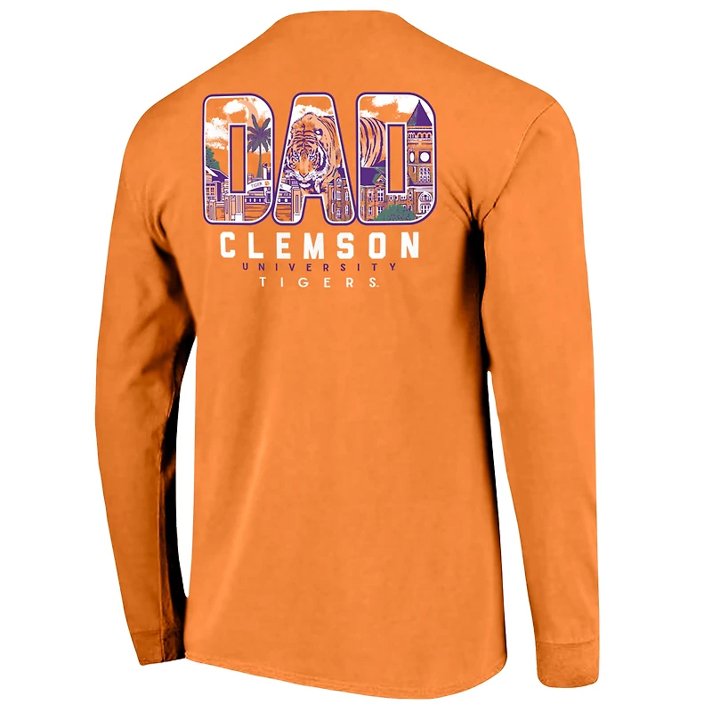 Men's Orange Clemson Tigers Father's Day Campus Drawing Long Sleeve T-Shirt