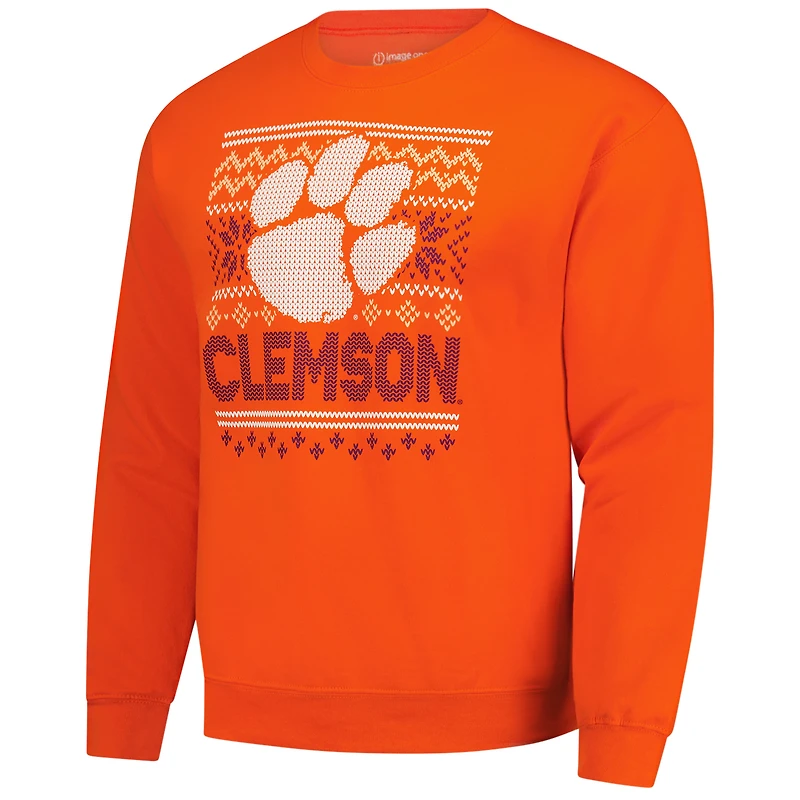 Men's  Orange Clemson Tigers Holiday Fleece Sweatshirt