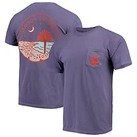 T-shirt à poche pour homme, motif cercle Clemson Tigers violet, couleurs confortables