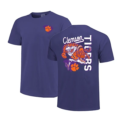 Men's Purple Clemson Tigers Sketched Mascot Comfort Colors T-Shirt