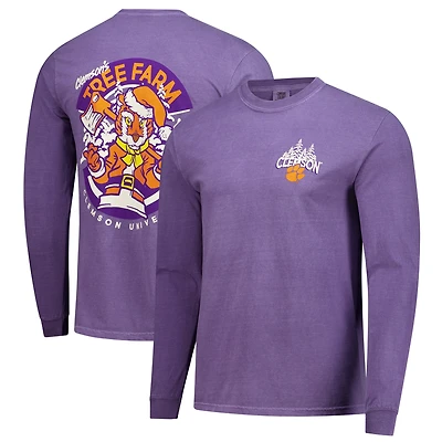 Men's Purple Clemson Tigers Tree Farm Comfort Colors Long-Sleeve T-Shirt