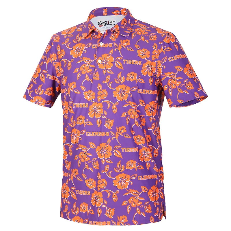Polo Performance Reyn Spooner violet pour homme des Clemson Tigers