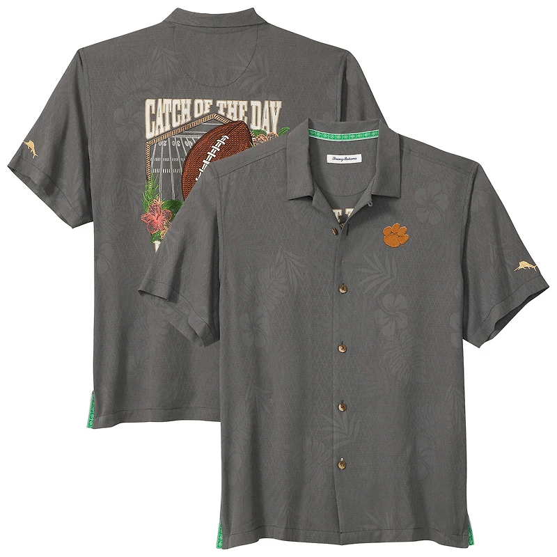 Chemise boutonnée grise Tommy Bahama pour homme, motif Catch of the Day Camp IslandZone