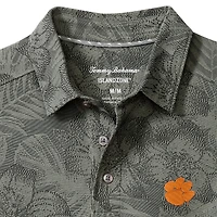 Polo Tommy Bahama gris pour homme des Tigers de Clemson Palm Fresco Hibiscus IslandZone®
