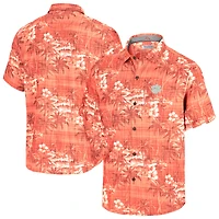 Chemise boutonnée Tommy Bahama orange pour homme, motif Coconut Point, Palmetta Island, Clemson Tigers, Zone Camp