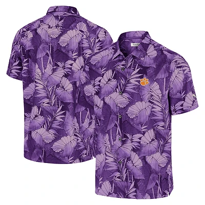 Chemise boutonnée pour homme Tommy Bahama Purple Clemson Tigers Coast Nuevo Fronds