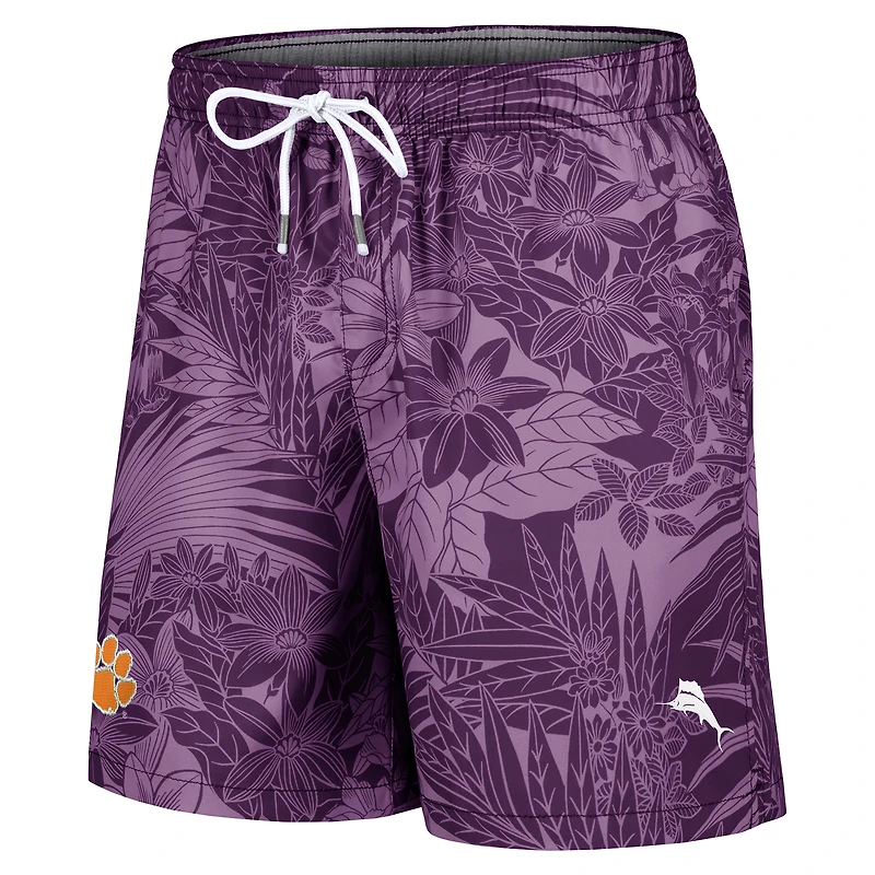 Short de bain Tommy Bahama violet pour homme, Clemson Tigers, Santiago Palms