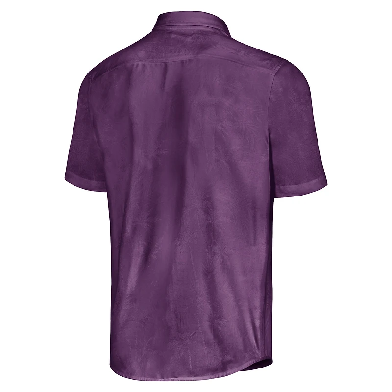 Chemise boutonnée Tommy Bahama violette pour homme, motif Clemson Tigers, Coconut Point, Palm Vista, IslandZone