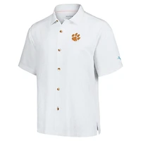 Chemise boutonnée Tommy Bahama blanche Clemson Tigers Castaway Game Camp pour hommes