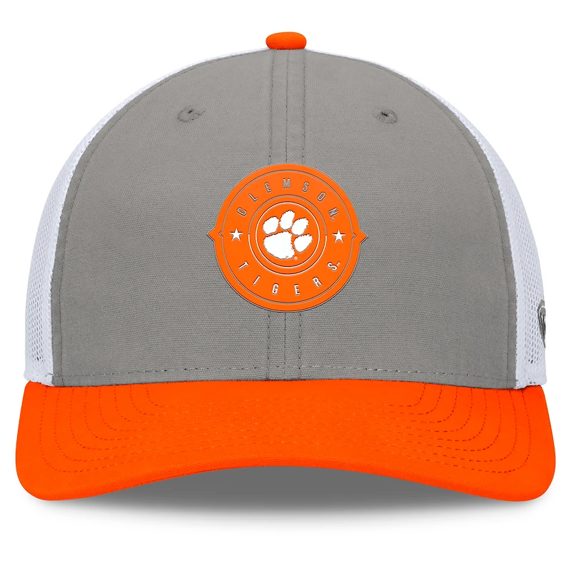 Casquette réglable Top of the World gris/orange Clemson Tigers Rob Trucker pour hommes