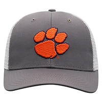 Casquette ajustable Top of the World grise/blanche pour homme Clemson Tigers Victory Baseline Trucker
